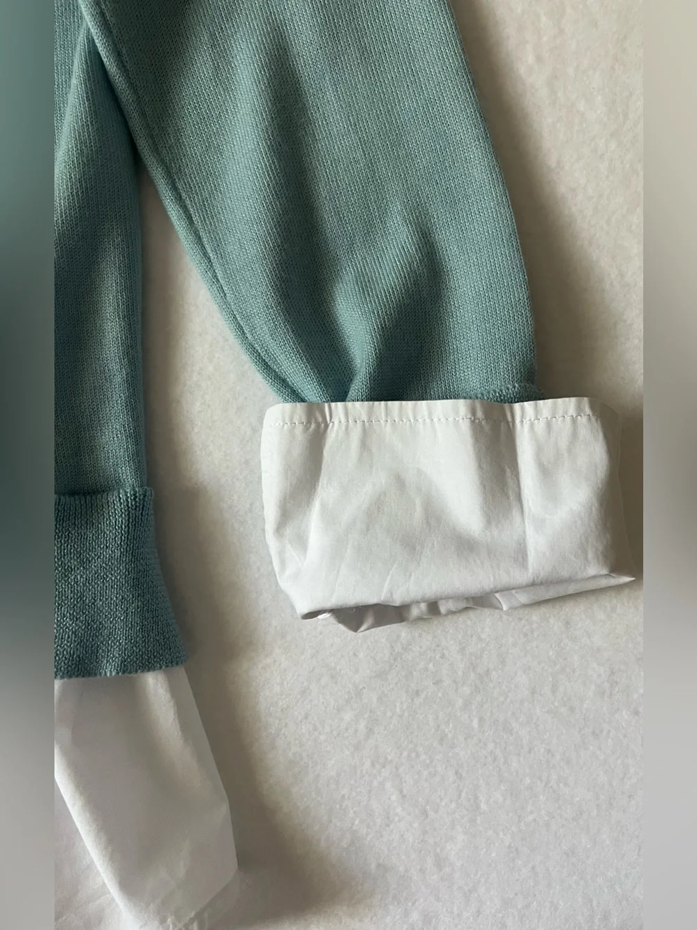 Pearl By Lela Rose 2-in-1 Layered Merino Wool Sweater Size M, Lt.. Turq., EUC - Picture 3 of 16
